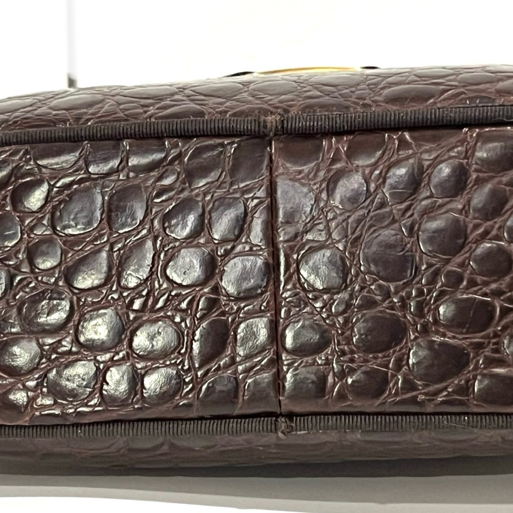 Salvatore Ferragamo Brown Crocodile-Embossed Leather Camera Bag - Picture 5 of 7